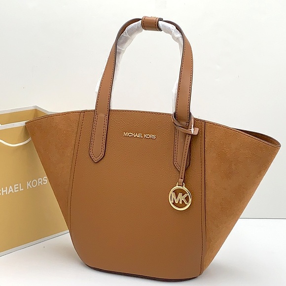 MICHAEL KORS PORTIA SMALL TOTE LUGGAGE COLOR Pebbled leather/ suede - Picture 2 of 16